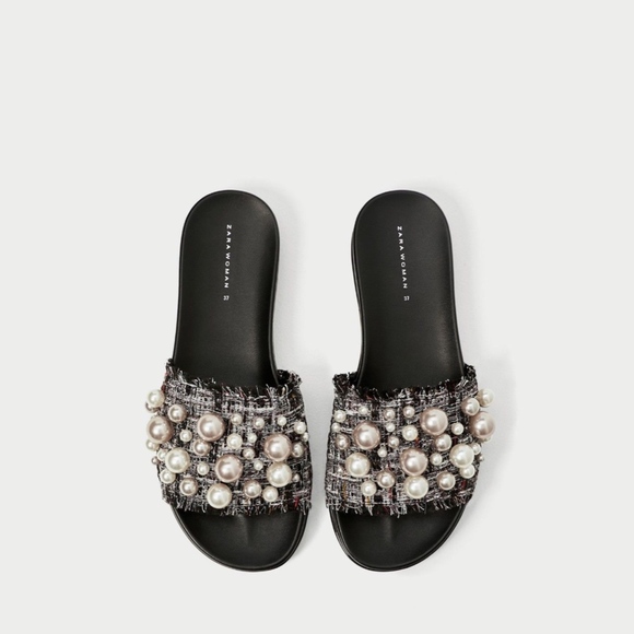 ZARA WOMAN SLIDES WITH PEARLS - Picture 7 of 11